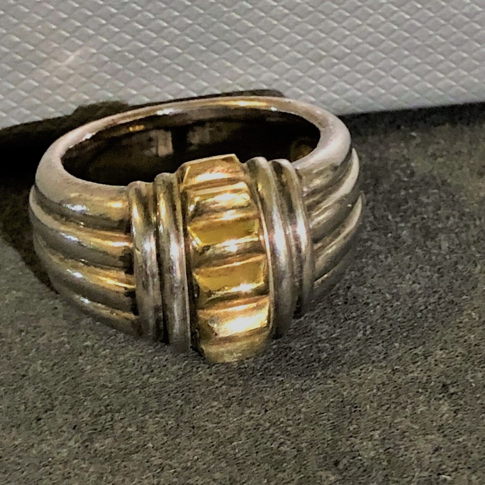 SS & Gold Chunky Ring - Picture 2 of 5